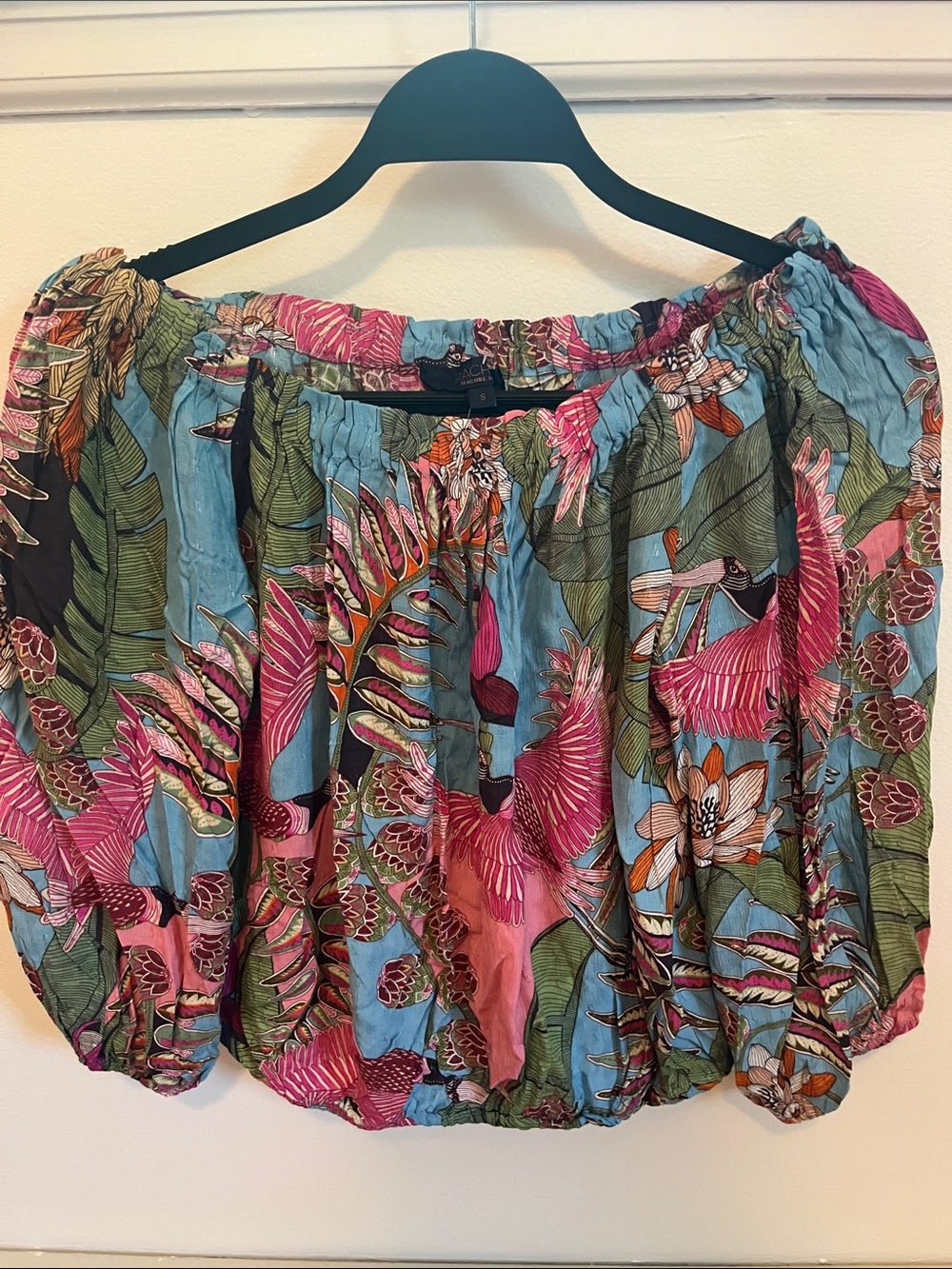 RACHEL Rachel Roy Floral Off-Shoulder Top in Light Blue, Pink, Green